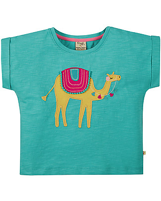 Frugi Sophia Slub T-shirt - Pacific Aqua/Camel - Organic Cotton T-Shirts And Vests